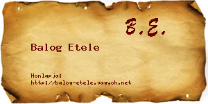 Balog Etele névjegykártya